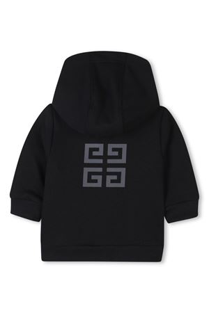Felpa con cappuccio in misto cotone nero GIVENCHY KIDS | H3063609B